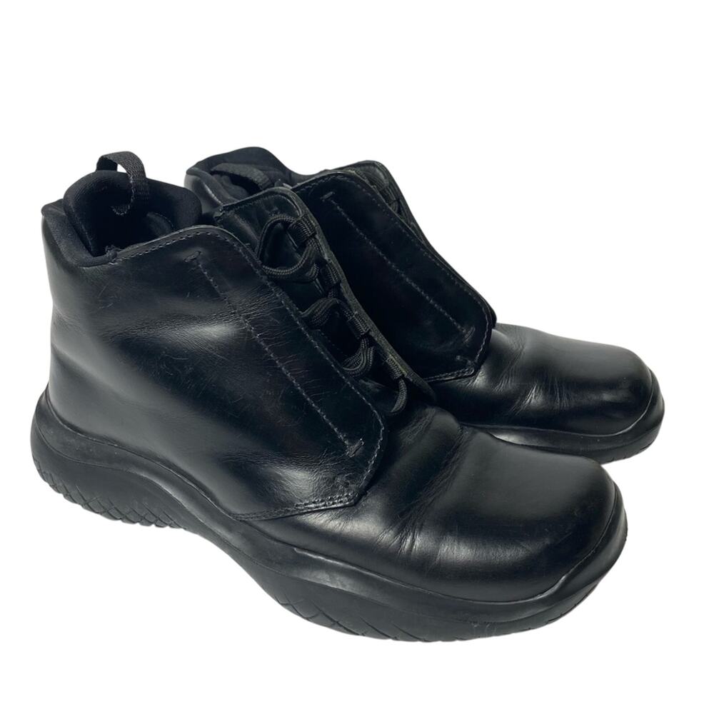 PRADA MEN VINTAGE CHUNKY DERBY BLACK LEATHER BOOTS HIGH TOP SIZE 8 NO BOX